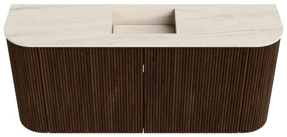 Mondiaz Joya DLux 95cm toiletmeubel ronding links/rechts walnut met wastafel faye midden 1 kraangat meli
