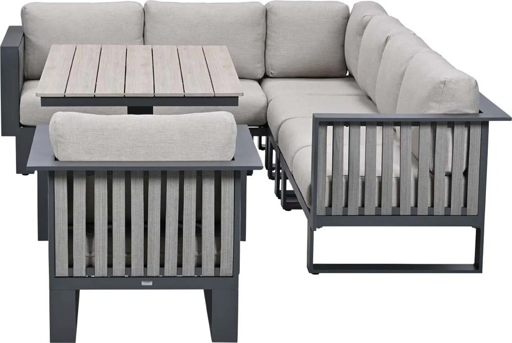 Garden Impressions Gabon - Brugge lounge dining set 6-delig - donker grijs
