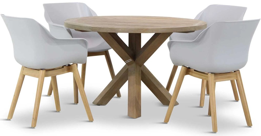 Tuinset Ronde Tuintafel 4 personen 120 cm Kunststof Grijs Hartman Sophie