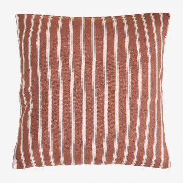 Vierkant Kussen 45x45 Cm Van Nexu-katoen Terracotta - Wit - Sklum