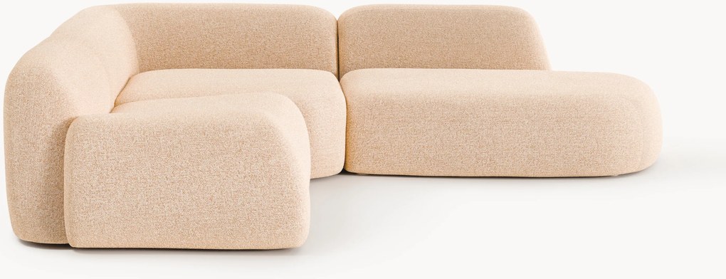 Modulaire bouclé hoekbank Wolke (4-zits) met chaise longue
