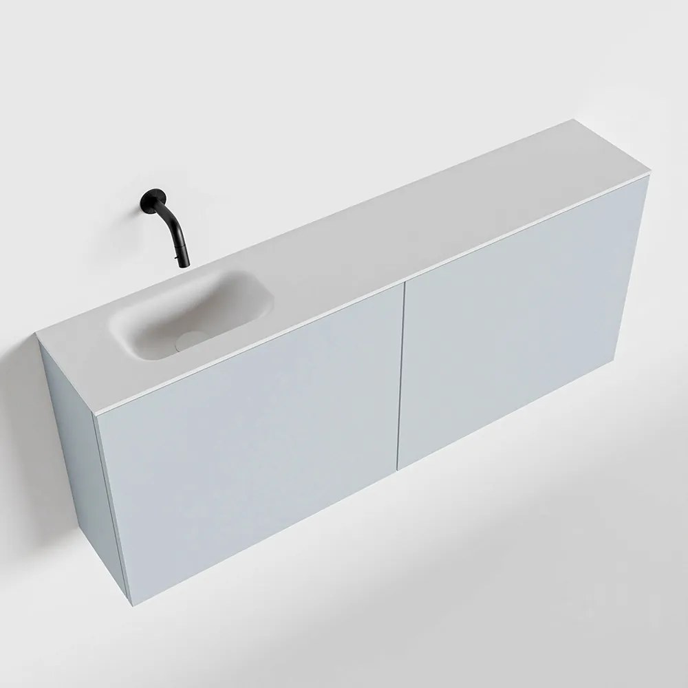 Zaro Polly toiletmeubel 120cm clay met witte wastafel zonder kraangat links