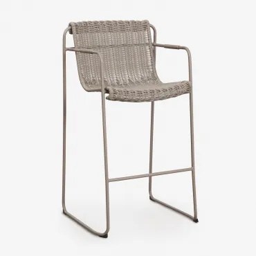 Set Van 4 Stapelbare Hoge Tuinkrukken Met Armleuningen Van Synthetisch Rattan En Staal Revia Moka Bruin & ↑75 Cm - Sklum