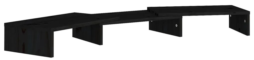 vidaXL Monitorstandaard 80x24x10,5 cm massief grenenhout zwart