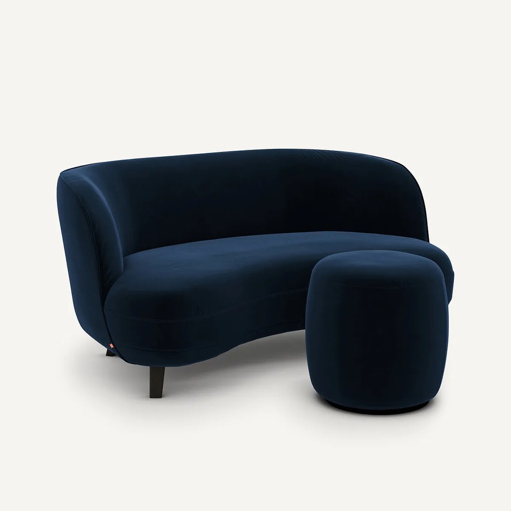 Poef van fluweel, Rosebury, ontwerp door Emmanuel Gallina