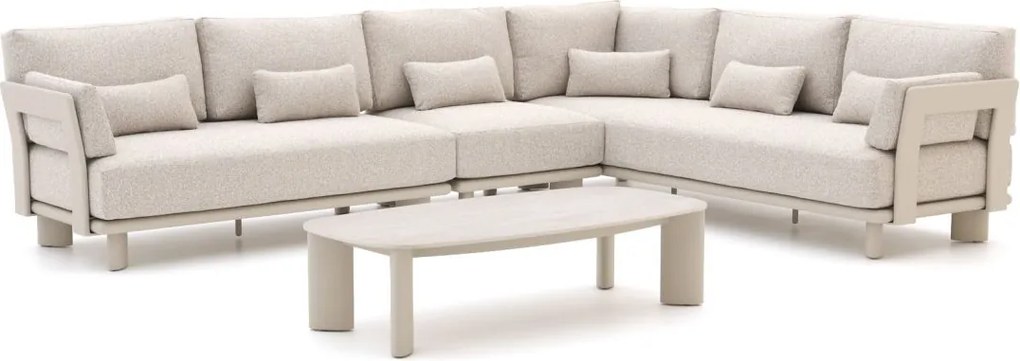Hoek loungeset Bellagio  | 6 personen | Loungeset Beige | Hoekbank Aluminium | 329x162cm | Kees Smit Tuinmeubelen