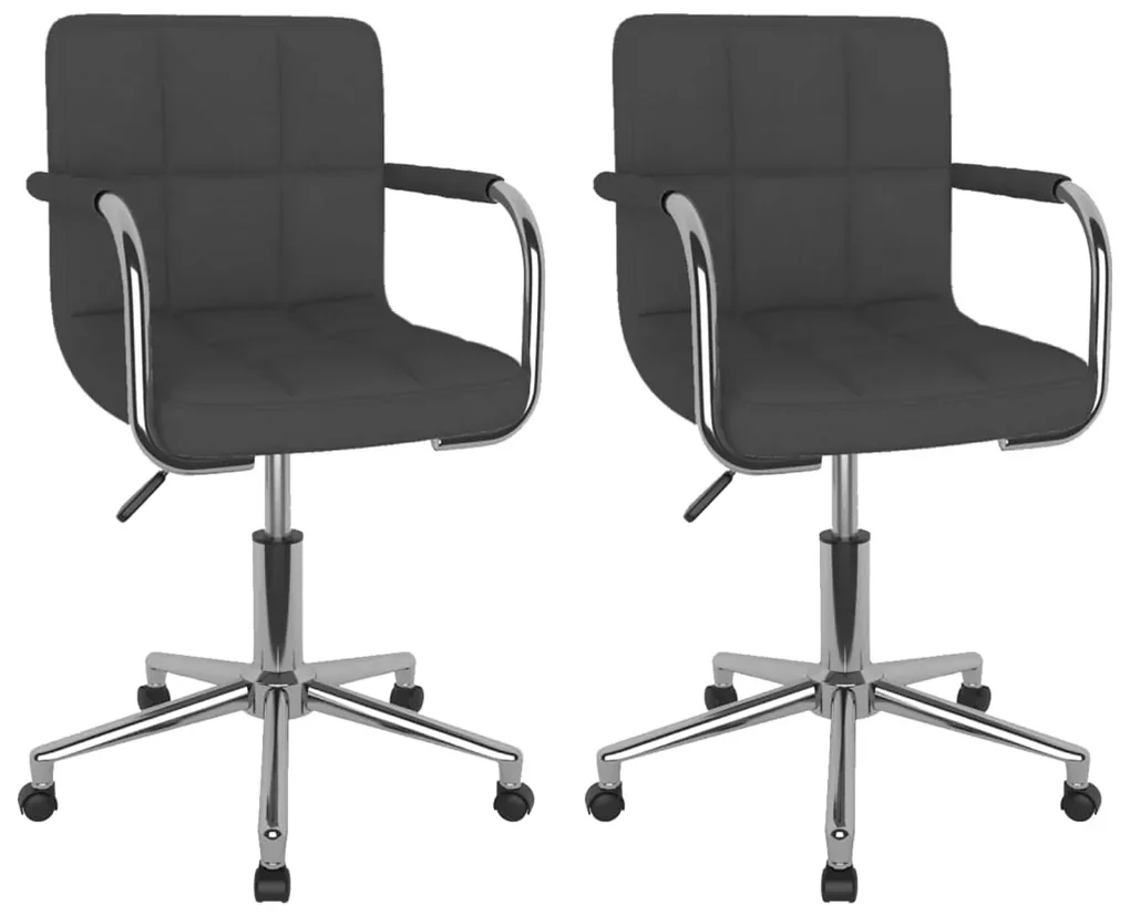 vidaXL Eetkamerstoelen draaibaar 2 st stof donkergrijs