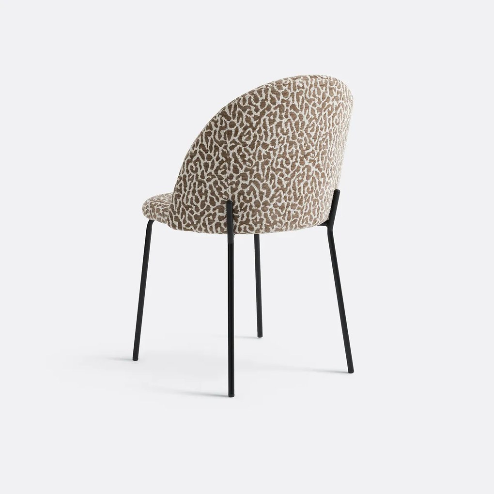 Stoel in bouclé stof met luipaardprint, Nordie