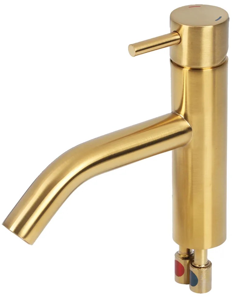 Differnz koud/warm kraan gebogen goud