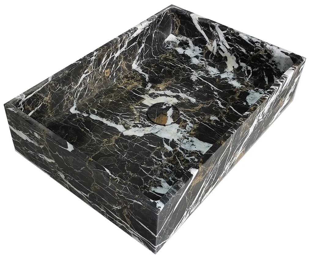 Saniclear Portoro Gold marmer waskom rechthoekig 50x35cm