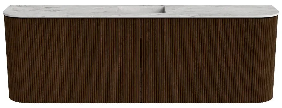Mondiaz Joya DLux 125cm toiletmeubel ronding links/rechts walnut met wastafel faye midden 1 kraangat glace
