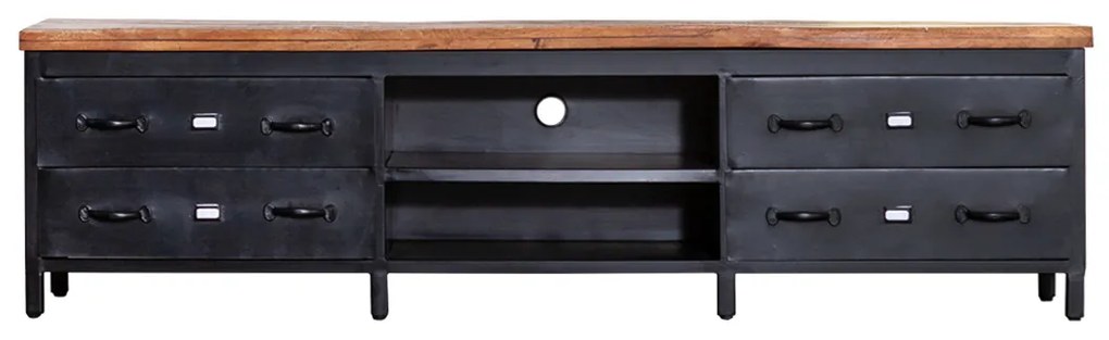 Eleonora Industrieel Tv-meubel Hout En Staal 205 Cm - 205x42x55cm.