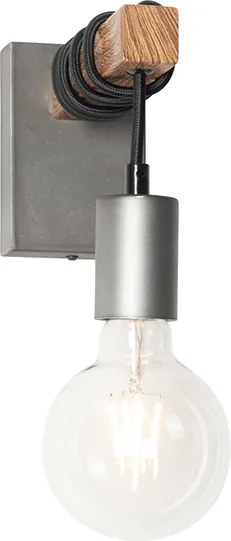 Industriële wandlamp staal met bruin - Gallow