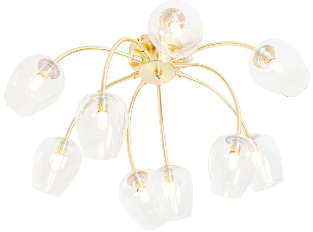 Klassieke plafondlamp goud met glas 9-lichts - Elien