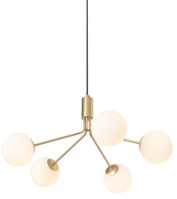 Moderne hanglamp goud met opaal glas 5-lichts - Coby Modern G9 rond Binnenverlichting Lamp