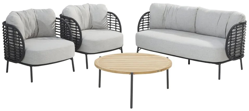 4 Seasons Outdoor Fabrice loungeset 4-delig met Yoga tafel  Loungeset    antraciet weerbestendig