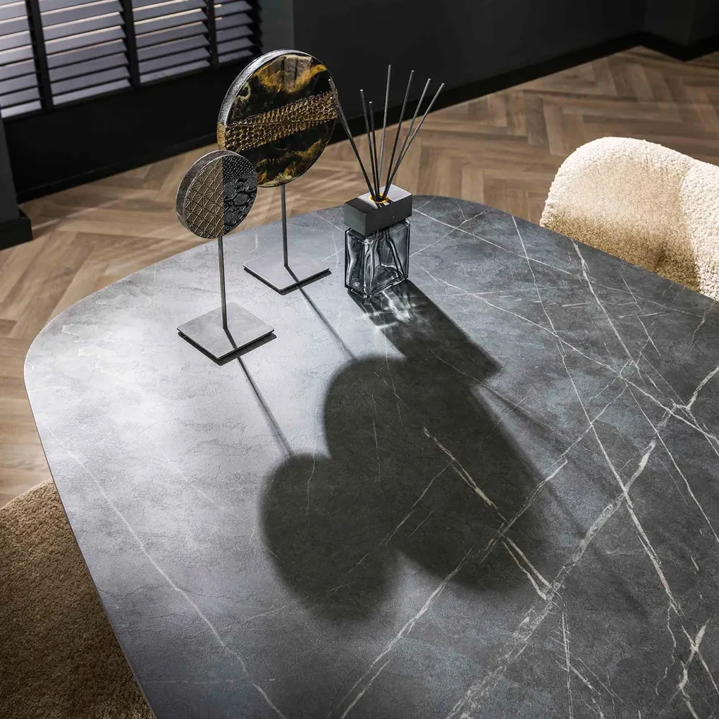 Marmer Look Eettafel Deens Ovaal 180x90 Cm - 180 X 90cm.