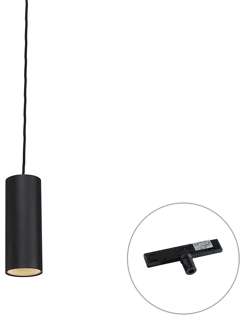Design hanglamp zwart incl. rail adapter 1-fase - Slimline Tubo