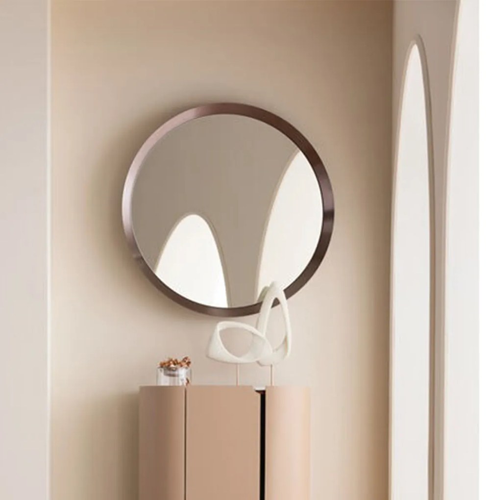 Kare Design Arezzo Coffee Ronde Spiegel Taupe Bruin - 100x100cm