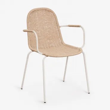 Set Van 2 Stapelbare Tuinstoelen Met Armleuningen In Synthetisch Rattan Reiven Tapioca Beige - Sklum