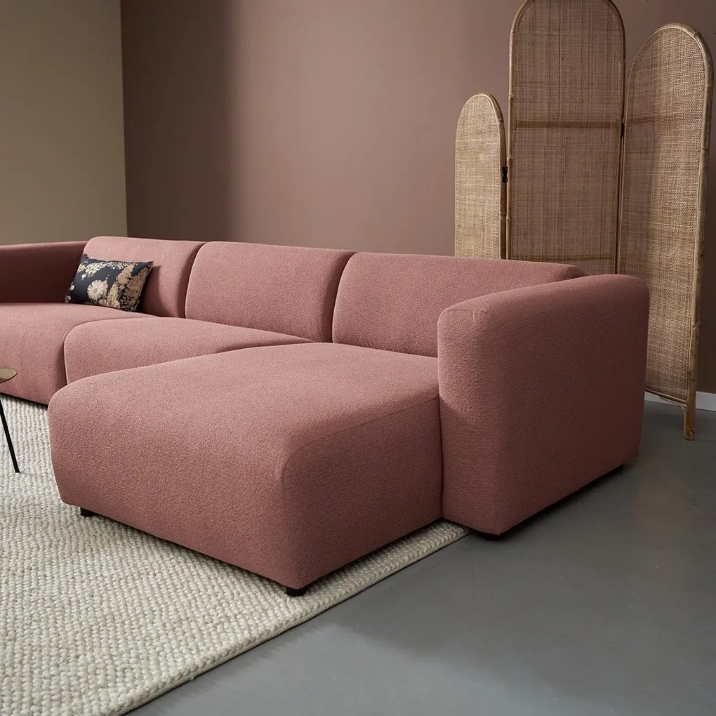 Hoekbank Met Chaise Longue Rechts Terracotta Roze