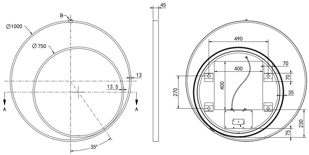 Hotbath &More Round 2 spiegel 100x100cm wit mat