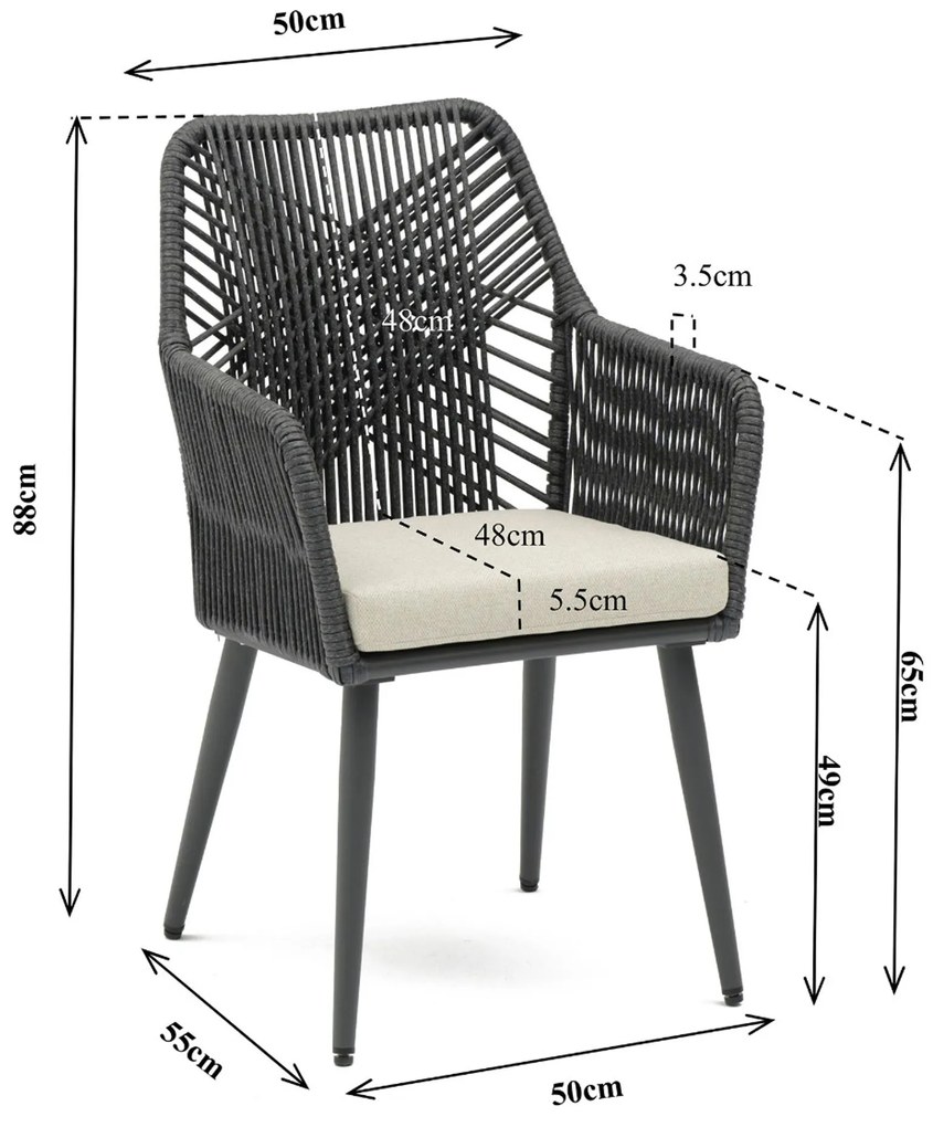 Tuinstoel Aluminium/rope Grijs-antraciet Coco Vedra