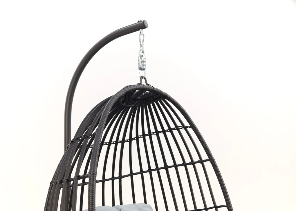 Hangstoel Panama swing egg - black rotan/mint grey