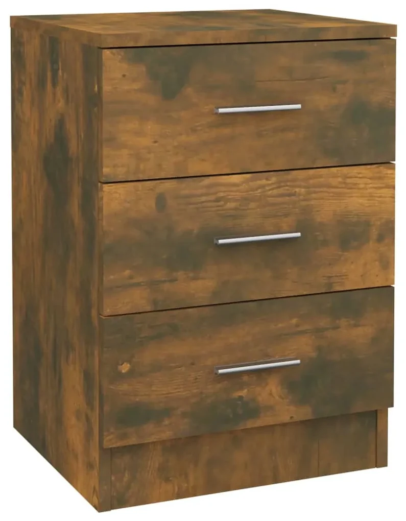 vidaXL Nachtkastje 38x35x56 cm bewerkt hout gerookt eikenkleurig