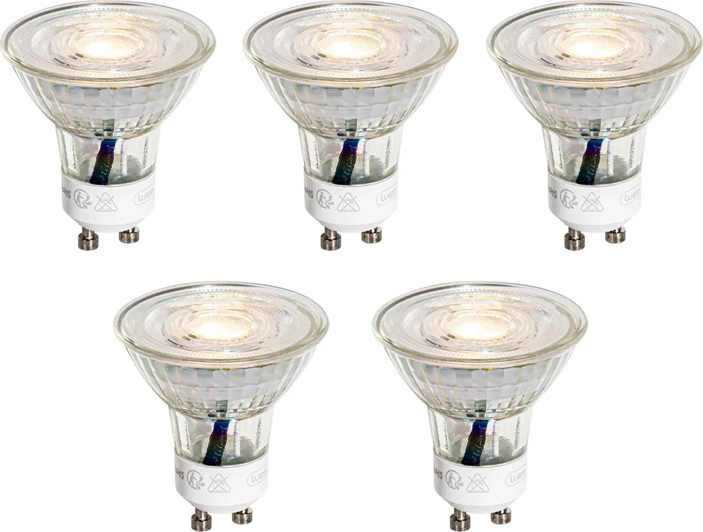 Set van 5 GU10 50mm LED lampen helder 3W 230 lm 2700K