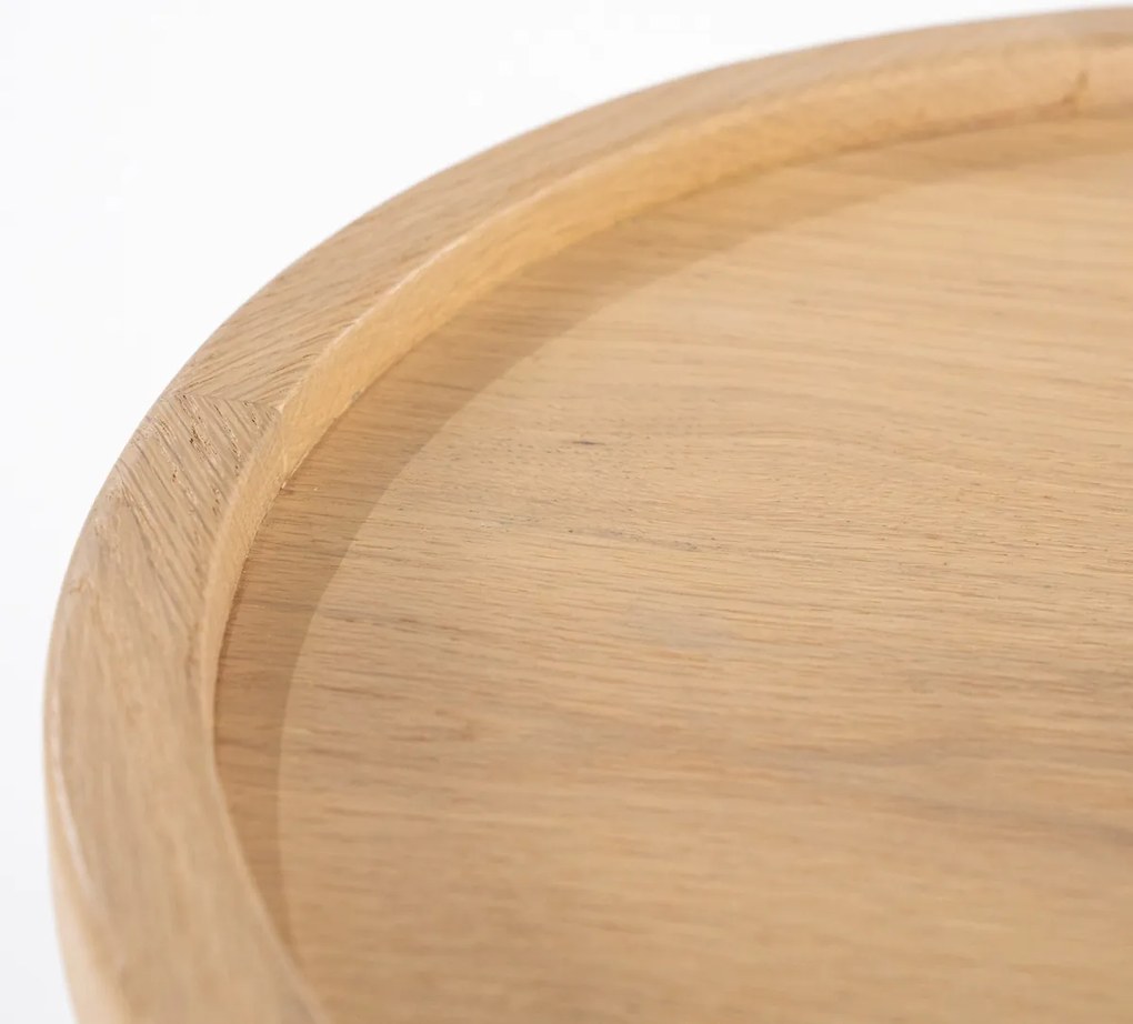 Eiken Bijzettafel Rond - 46 X 46cm.