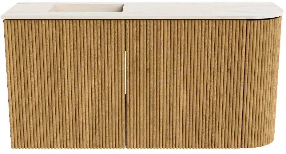 Mondiaz Joya DLux 80cm toiletmeubel ronding rechts oak met wastafel faye links 1 kraangat meli
