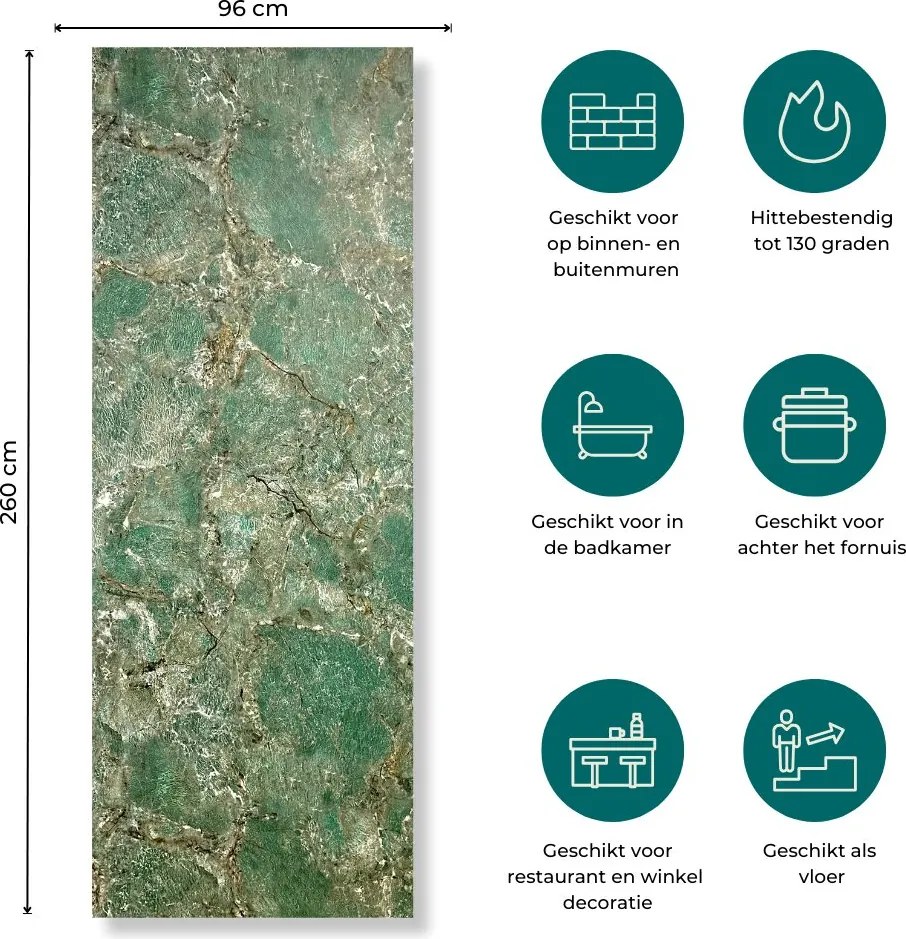 SPC Marmer Wandpaneel MAT Verde Green 260x96x0.3cm | Badkamer Wandpanelen