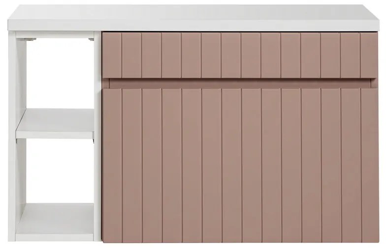 Comad Iconic Rose badkamermeubel 100cm met open kast en toppaneel roze