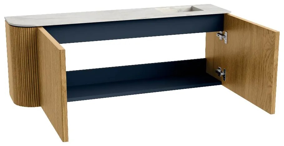 Mondiaz Joya DLux 110cm toiletmeubel ronding links oak met wastafel faye rechts zonder kraangat ostra
