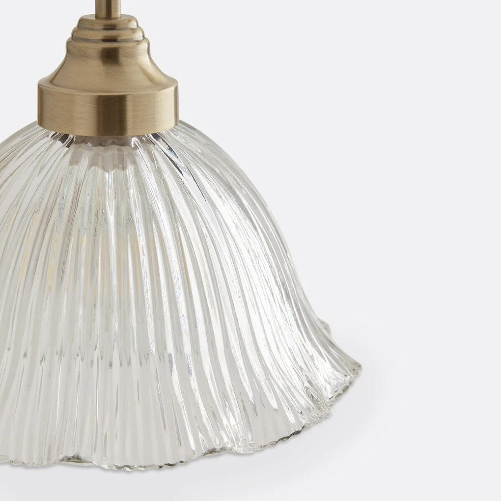 Wandlamp in geribbeld glas en messing, Iloa