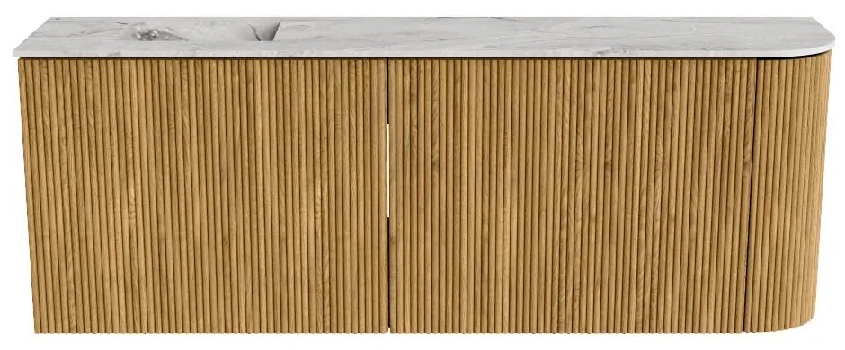Mondiaz Joya DLux 110cm toiletmeubel ronding rechts oak met wastafel faye links zonder kraangat glace