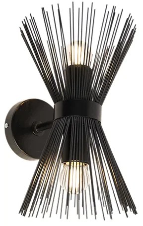 Art Deco wandlamp zwart 2-lichts - Broom