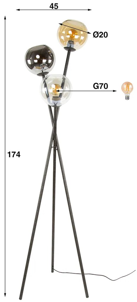Vloerlamp Met Glazen Bollen