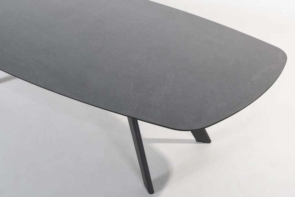 4 Seasons Outdoor Aprilla tuinset antraciet met Montana barrel shape tafel HPL slate antraciet 280 x 113 cm * Sale * Tuinset   antraciet weerbestendig