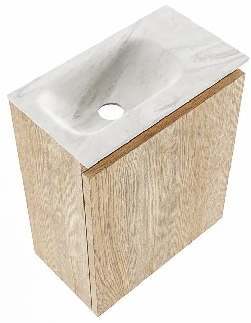 Mondiaz Ture DLux toiletmeubel 40cm washed oak met wastafel ostra links met kraangat