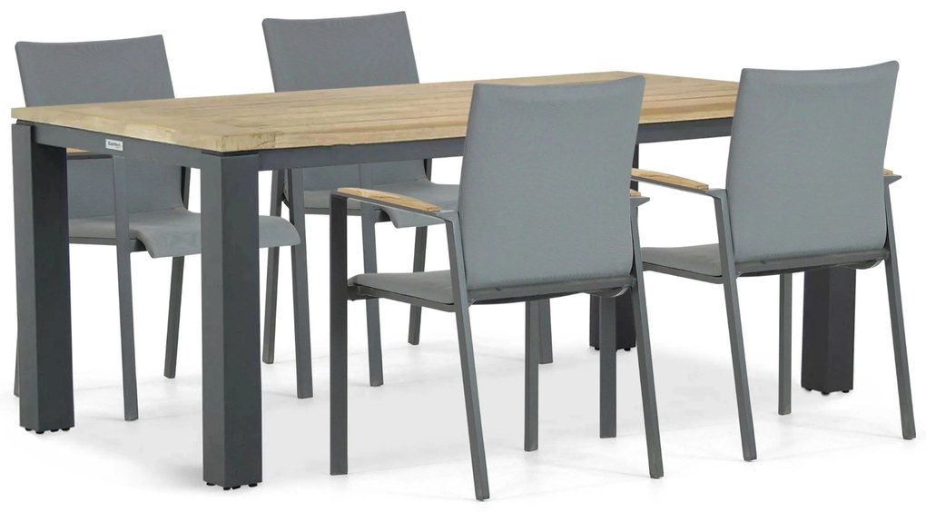 Tuinset 4 personen 180 cm Aluminium/textileen Grijs Lifestyle Garden Furniture Brandon/Veneto
