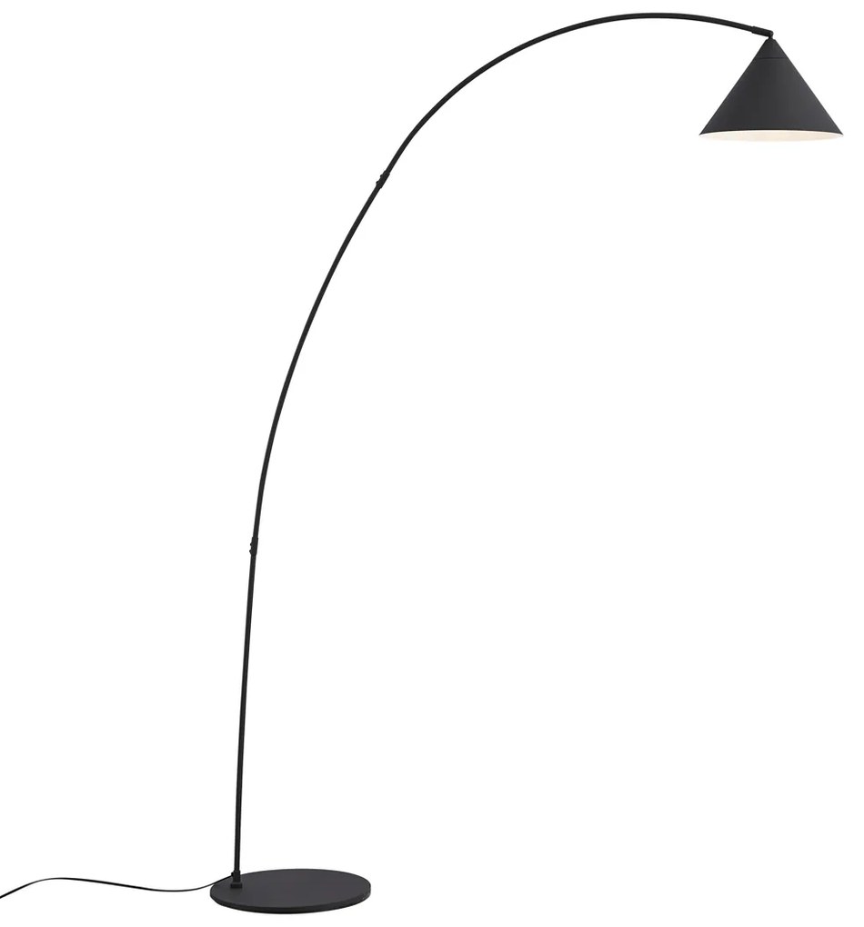 Retro vloerlamp zwart met witte binnenkant - Triangolo