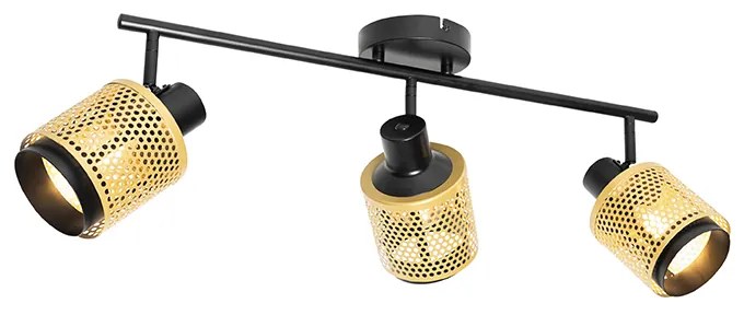 Industriële Spot / Opbouwspot / Plafondspot zwart met goud 3-lichts - Kayden Industriele / Industrie / Industrial E14 Binnenverlichting Lamp