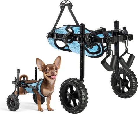 VEVOR Hondenrolstoel voor achterpoten, Verstelbare rolstoel voor huisdieren, Lichtgewicht hondenbuggy met schokabsorberende wielen, Ondersteunende rolstoelen voor gehandicapten, Gewonde honden tot 10 kg, XS