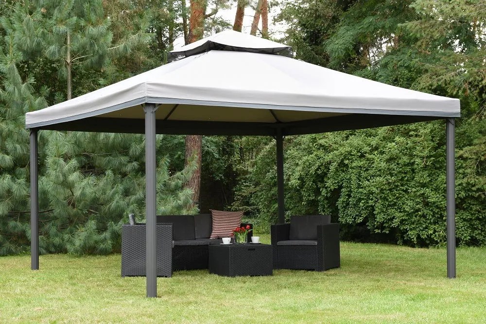 Grijs tuinpaviljoen Valencia 4x4 m Garden Point