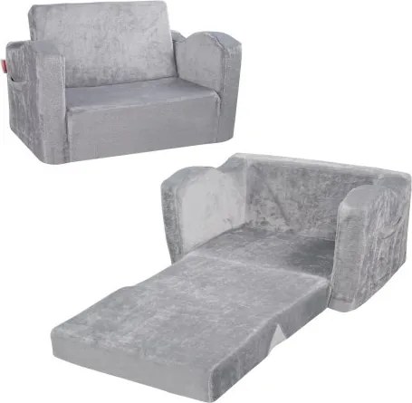 VEVOR Kinderbank 2-in-1 Omvormbare kinderbank naar relaxfauteuil, uitklapbare kinderbank, fauteuil, peuterbed, opvouwbare kinderspeelbank, kinderbank grijs 104 x 58 x 32 cm