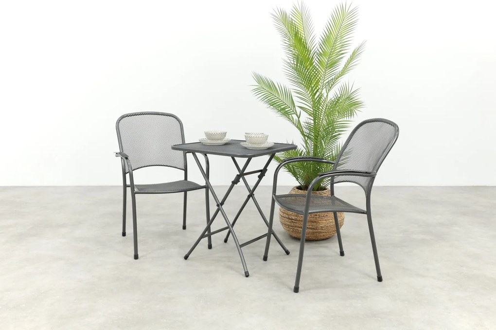 Royal Garden Carlo stapelbare balkonset 3-delig strekmetaal 60x60 cm.