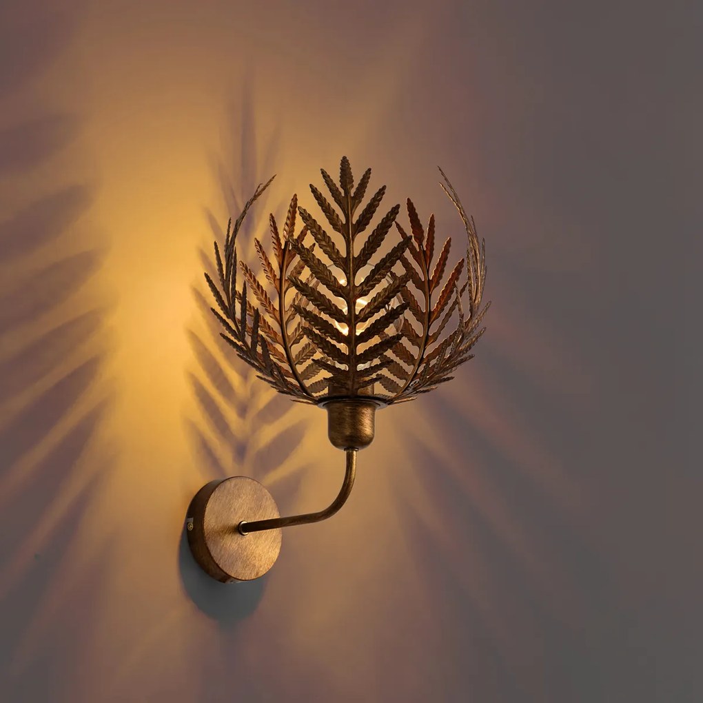 Vintage wandlamp goud 26.5cm - Botanica