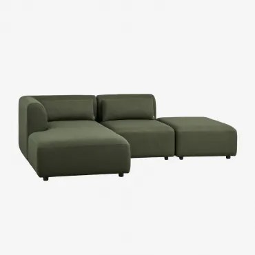 Linker Modulaire Chaise Longue Bank Van 2 Delen Met Poef Fogler Teddystof Currygeel - Sklum